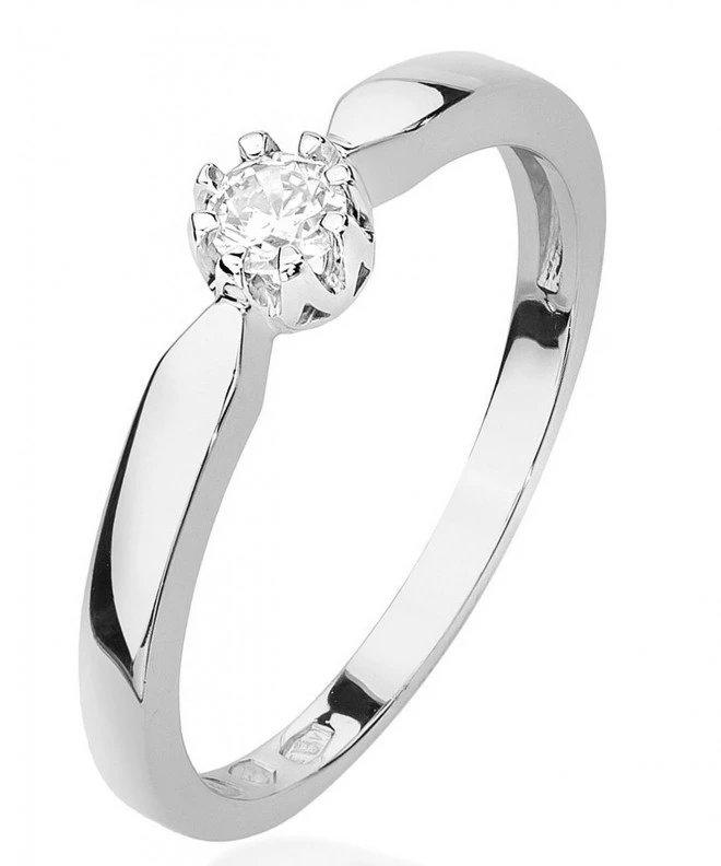 Pierścionek Bonore z białego złota próby 585 z diamentem 0,15 ct 112028