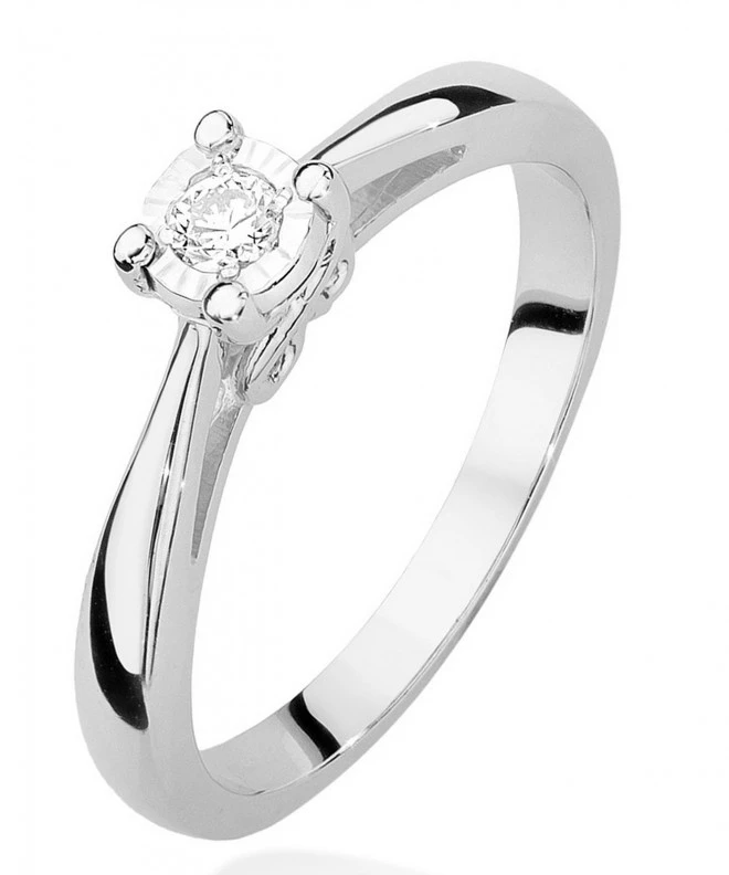 Pierścionek Bonore z białego złota próby 585 z diamentem 0,08 ct 110916