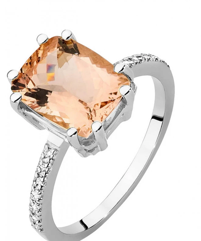 Pierścionek Bonore z białego złota próby 585 z morganitem 2,8 ct 120324