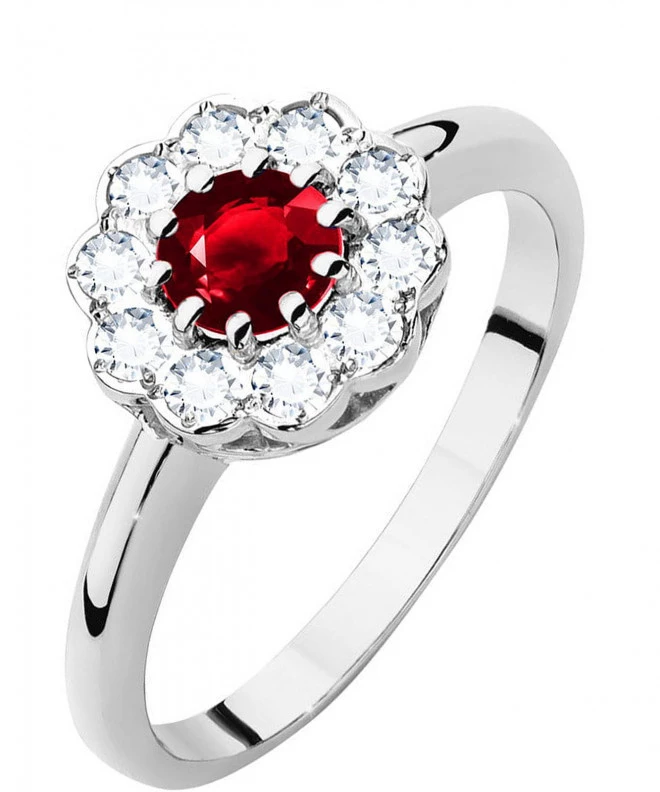 Pierścionek Bonore z białego złota próby 585 z rubinem 0,6 ct 122379