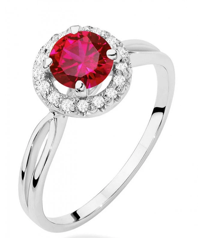 Pierścionek Bonore z białego złota próby 585 z rubinem 1,2 ct 122380