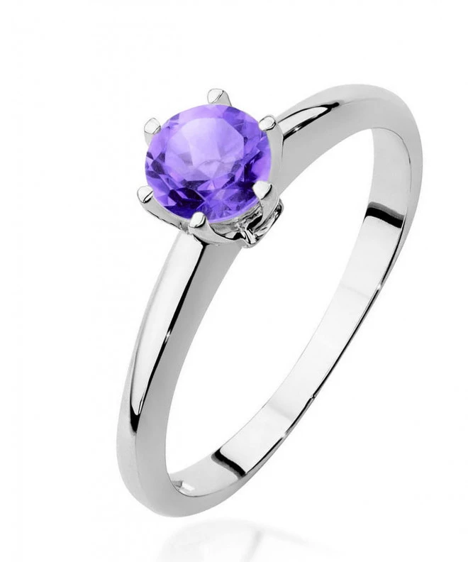 Pierścionek Bonore z białego złota próby 585 z ametystem 0,5 ct 106802