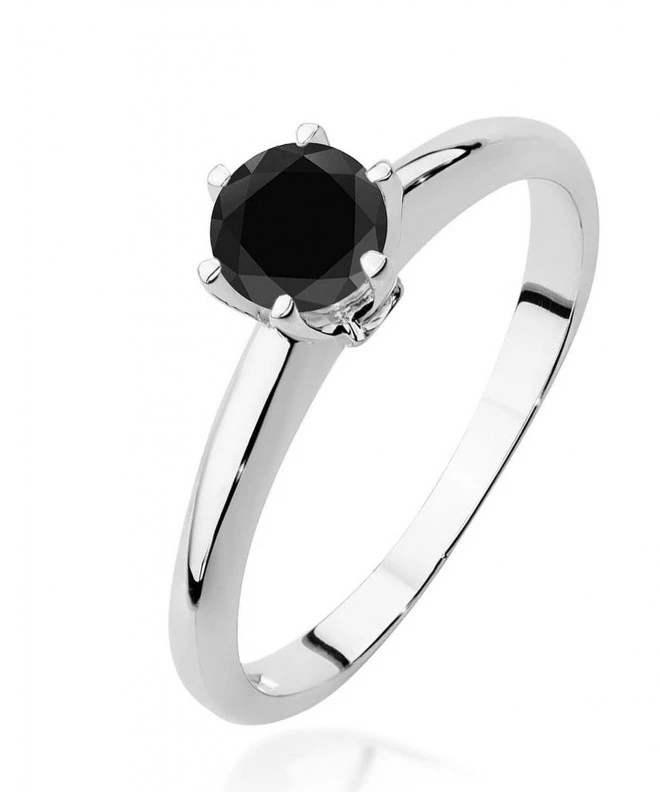 Pierścionek Bonore z białego złota próby 585 z czarnym brylantem 0,5 ct 119315