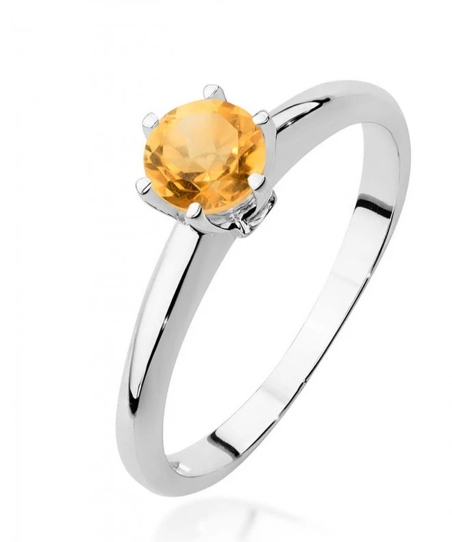 Pierścionek Bonore z białego złota próby 585 z cytrynem 0,5 ct 119305