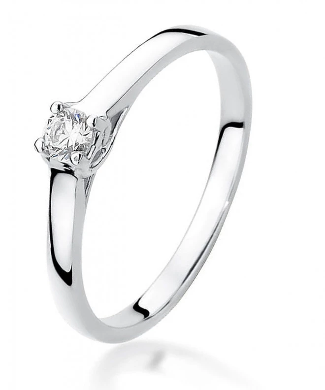 Pierścionek Bonore z białego złota próby 585 z diamentem 0,12 ct 112033