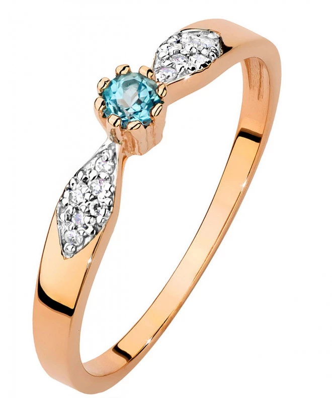 Pierścionek Bonore z różowego złota próby 585 z topazem 0,15ct ct 105784