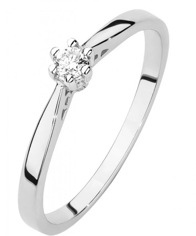 Pierścionek Bonore z białego złota próby 585 z diamentem 0,08 ct 107844