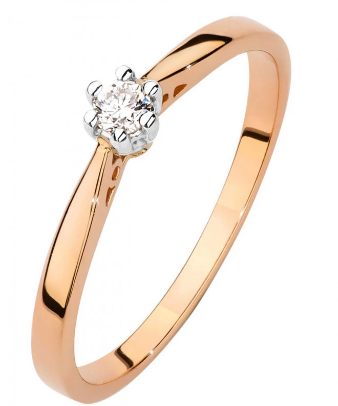 Pierścionek Bonore z różowego złota próby 585 z diamentem 0,08 ct 102716