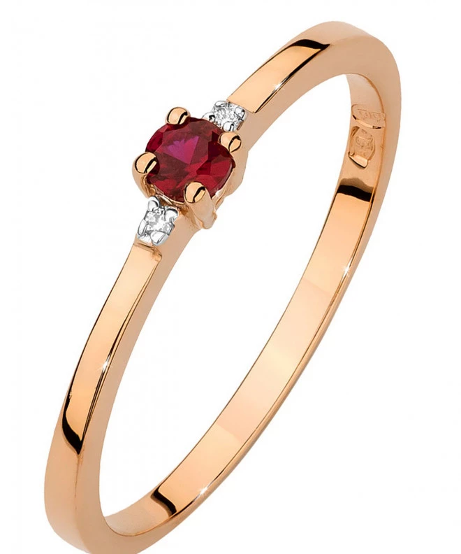 Pierścionek Bonore z różowego złota próby 585 z rubinem 0,15 ct 104777