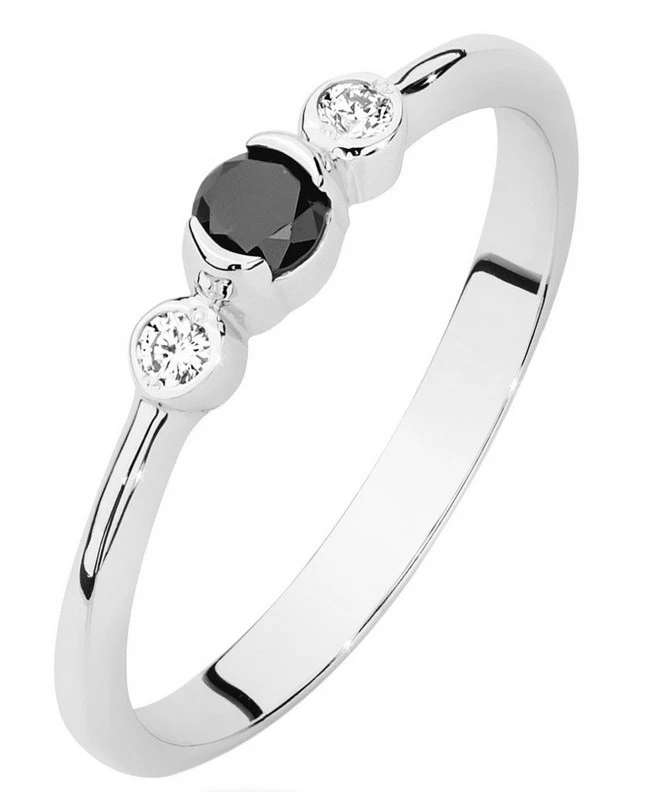 Pierścionek Bonore z białego złota próby 585 z czarnym brylantem 0,12 ct 119307