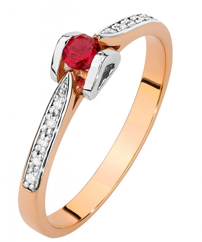 Pierścionek Bonore z różowego złota próby 585 z rubinem 0,15 ct 104782