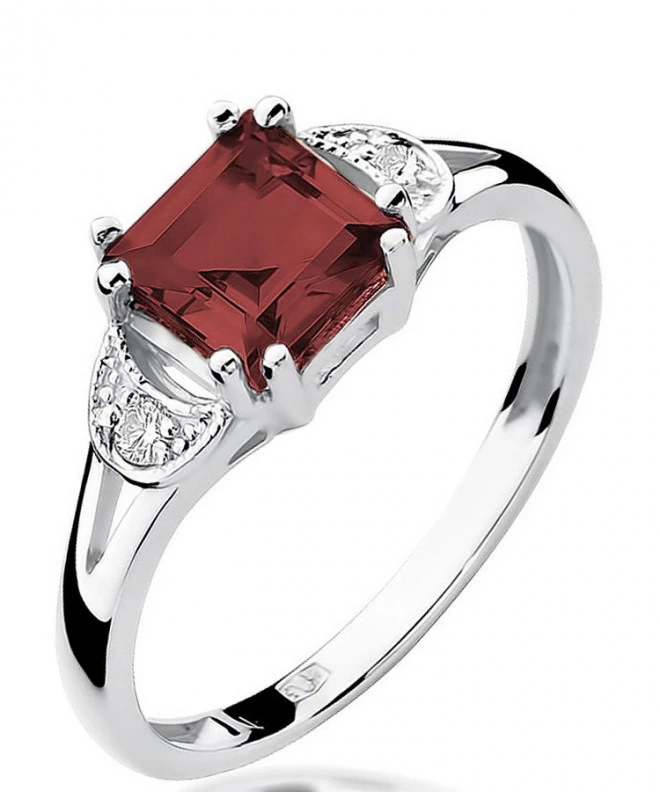 Pierścionek Bonore z białego złota próby 585 z granatem 1,3 ct 120314