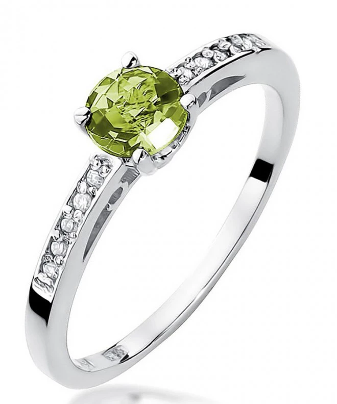 Pierścionek Bonore z białego złota próby 585 z oliwinem 0,6 ct 120328