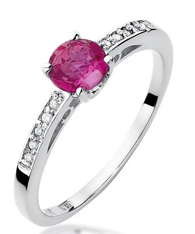 Pierścionek Bonore z białego złota próby 585 z rubinem 0,6 ct 121345