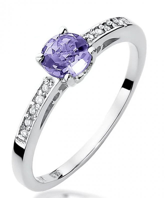 Pierścionek Bonore z białego złota próby 585 z tanzanitem 0,5 ct 125469