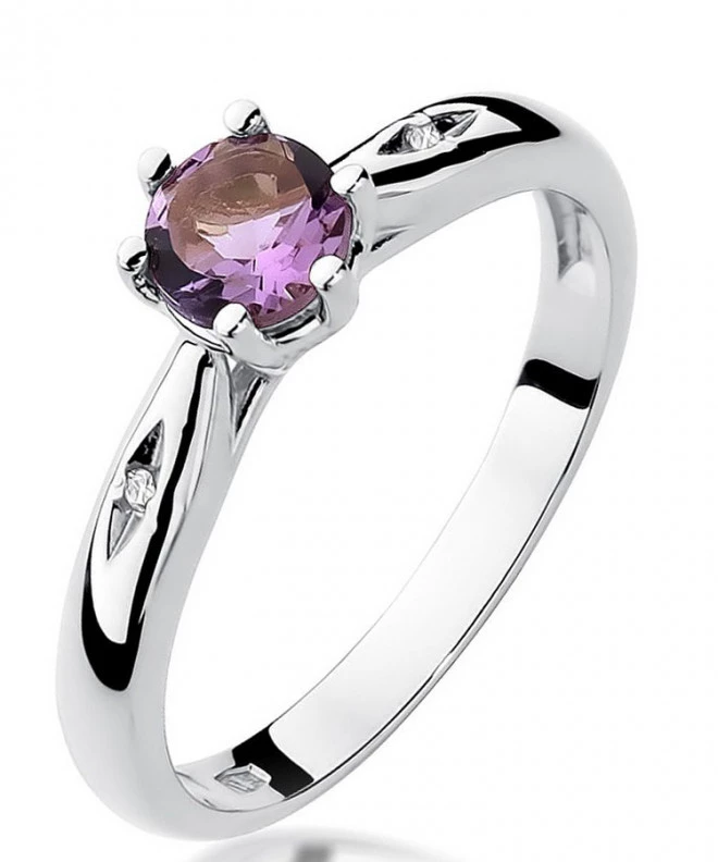 Pierścionek Bonore z białego złota próby 585 z ametystem 0,5 ct 105803