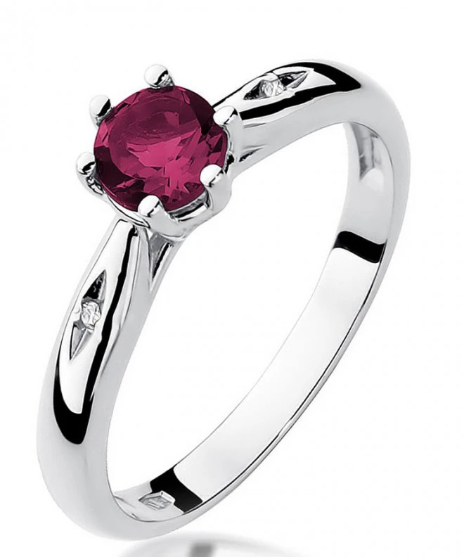 Pierścionek Bonore z białego złota próby 585 z rubinem 0,6 ct 121349