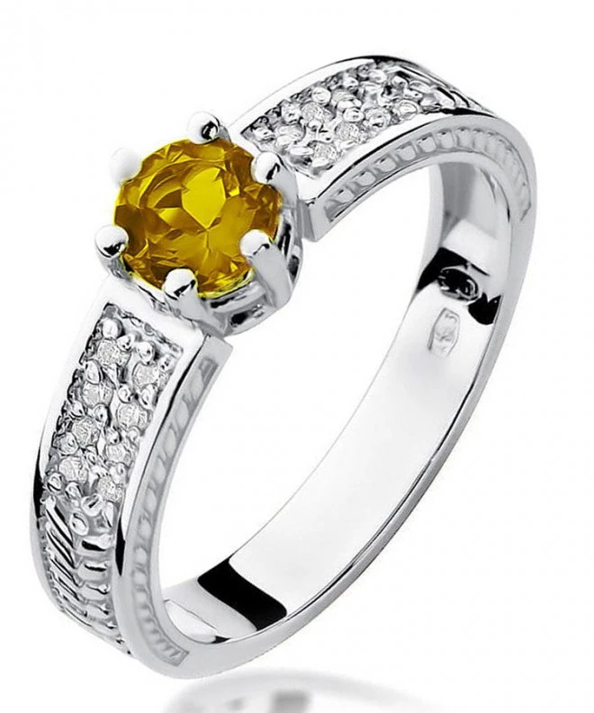 Pierścionek Bonore z białego złota próby 585 z cytrynem 0,5 ct 119294