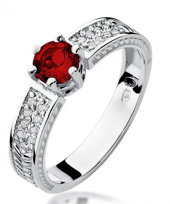 Pierścionek Bonore z białego złota próby 585 z rubinem 0,5 ct 121350