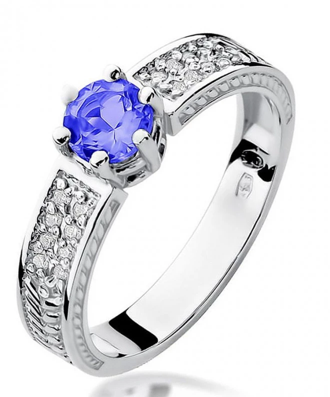 Pierścionek Bonore z białego złota próby 585 z tanzanitem 0,5 ct 125474
