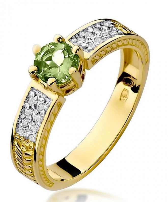 Pierścionek Bonore ze złota próby 585 z oliwinem 0,5 ct 94406