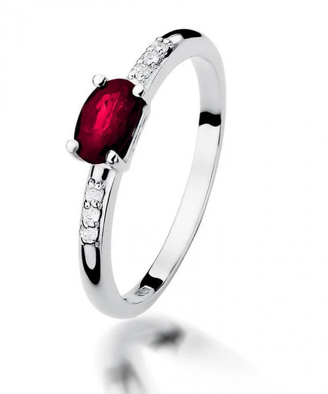 Pierścionek Bonore z białego złota próby 585 z rubinem 0,6 ct 121353