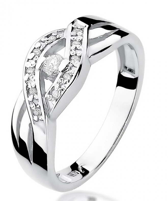 Pierścionek Bonore z białego złota próby 585 z diamentem 0,05 ct 107861