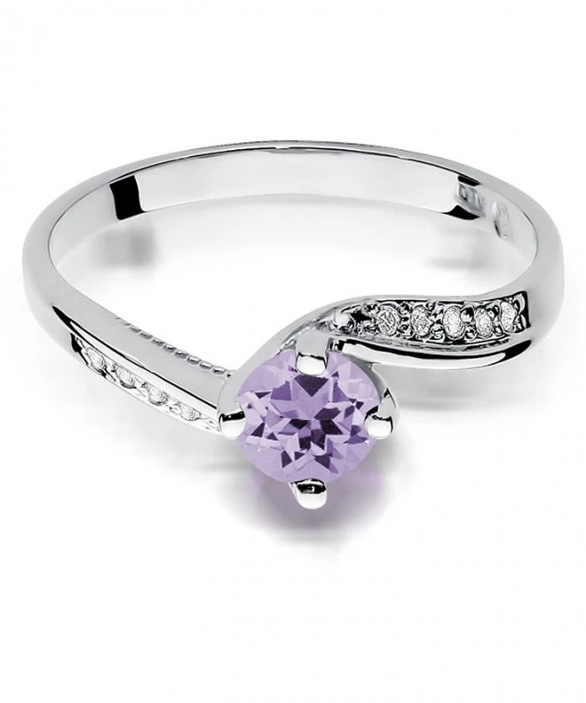 Pierścionek Bonore z białego złota próby 585 z ametystem 0,5 ct 105806