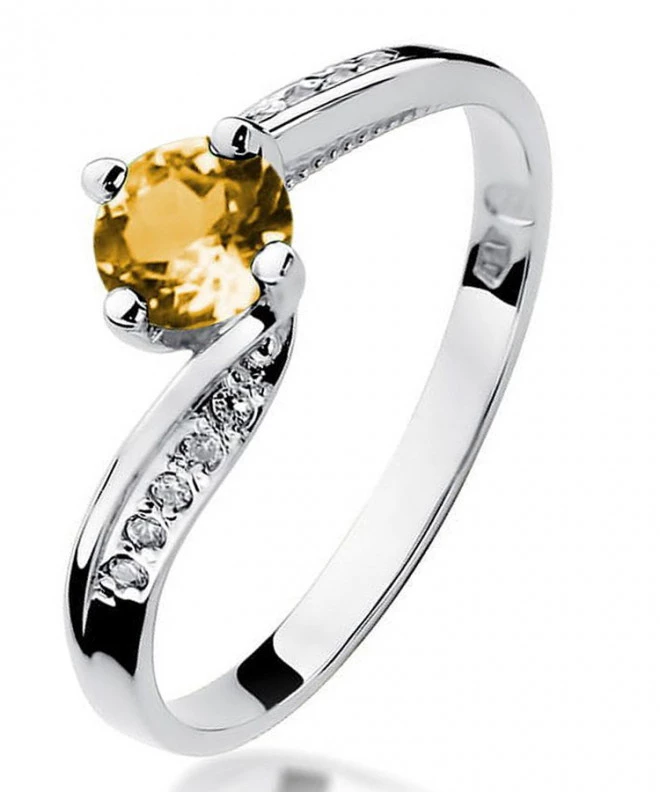 Pierścionek Bonore z białego złota próby 585 z cytrynem 0,5 ct 119296