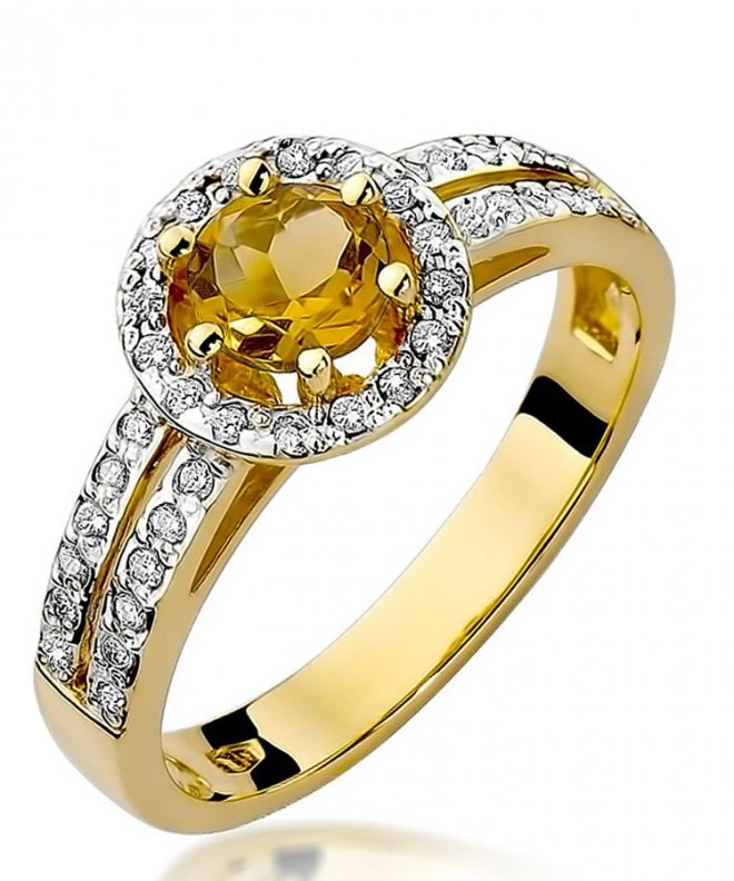 Pierścionek Bonore ze złota próby 585 z cytrynem 0,5 ct 93373