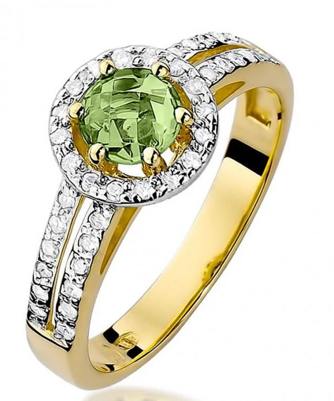 Pierścionek Bonore ze złota próby 585 z oliwinem 0,6 ct 94409