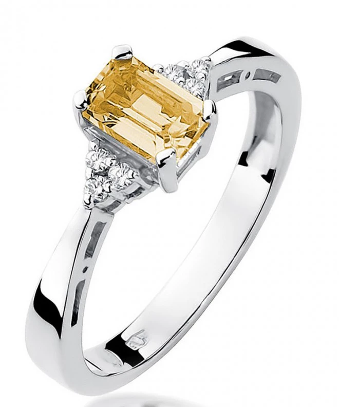 Pierścionek Bonore z białego złota próby 585 z cytrynem 0,6 ct 119290