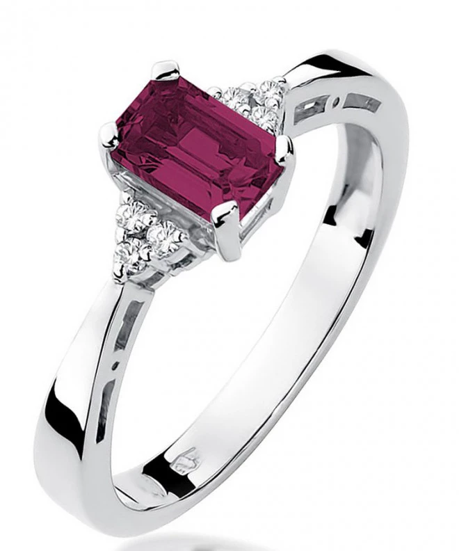 Pierścionek Bonore z białego złota próby 585 z rubinem 0,8 ct 120345