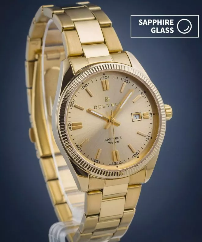 Zegarek męski DESTELL Loup Full Gold Steel Sapphire LU3854-44-204S