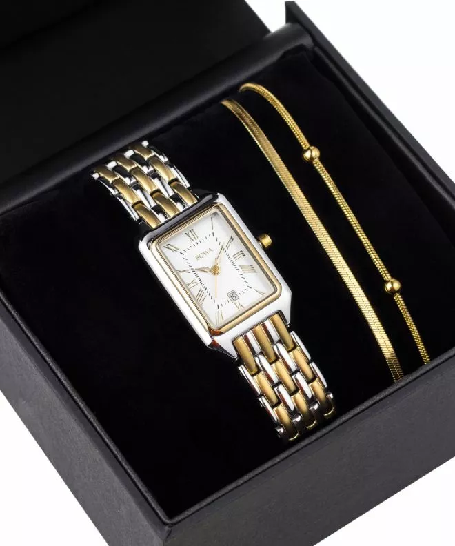 Zegarek damski BOWA Barcelona Pearl Gold Steel 23 Gift Set BC2345-154-148S-419-01