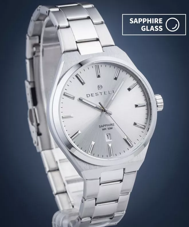 Zegarek męski DESTELL Aries Full Silver Steel Sapphire AR405-25-205S