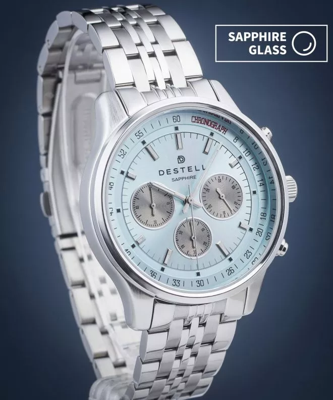 Zegarek męski DESTELL Circinus Ice Blue Silver Steel Chronograph Sapphire CR415-06-205J
