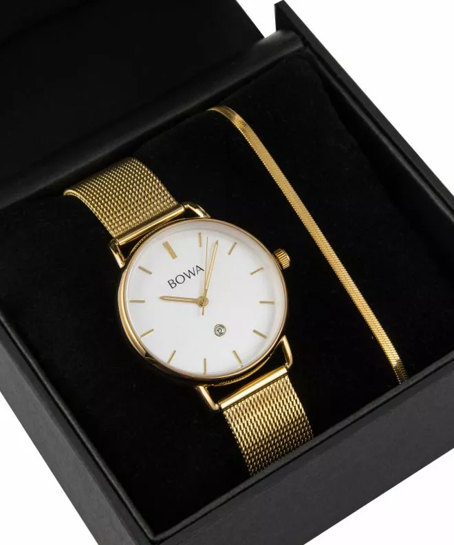 BOWA Milan White-Gold Mesh 34 Gift Set (zegarek + bransoletka) MI344-24-164M-419-03