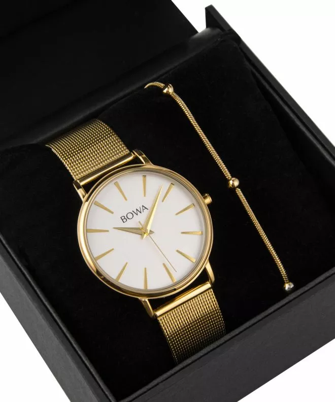 BOWA Praha Silver-Gold Mesh 38 Gift Set (zegarek + bransoletka) PH384-54-184M-419-04