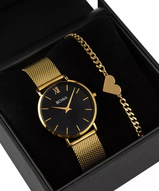 BOWA London Black-Gold 33 Gift Set (zegarek + bransoletka) LO334-14-164M-419-02