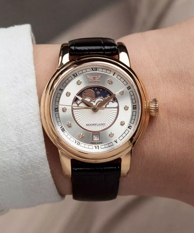 Zegarek damski Aviator Douglas Moonflight Silver Diamonds Limited Edition V.1.33.2.382.4