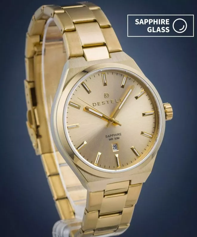 Zegarek męski DESTELL Aries Full Gold Steel Sapphire AR404-44-204S