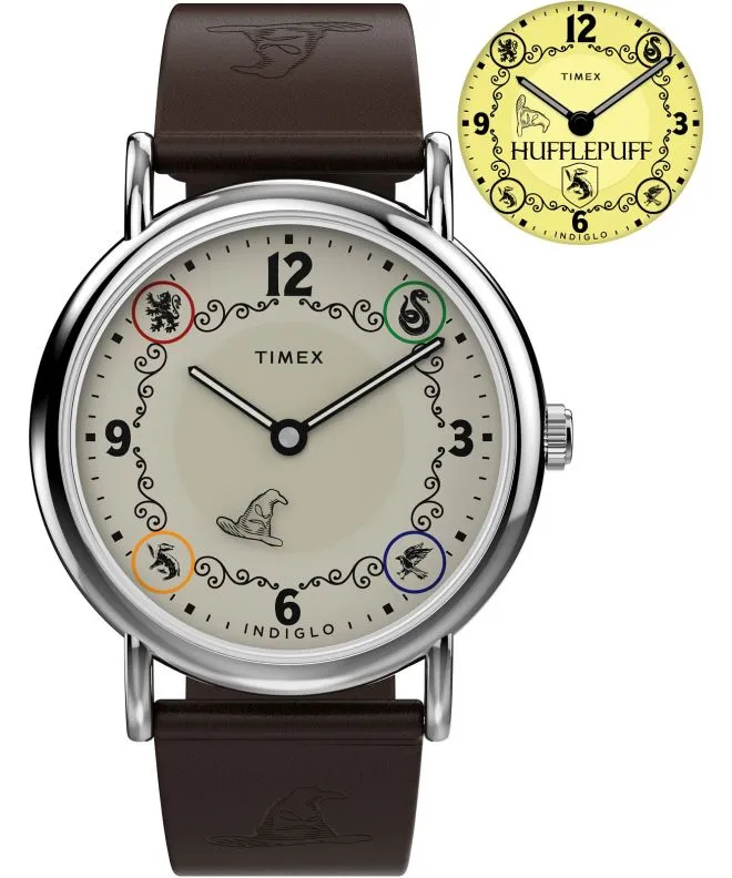 Zegarek Timex Harry Potter X Weekender Hufflepuff House 38mm Leather Strap TW2Y76600