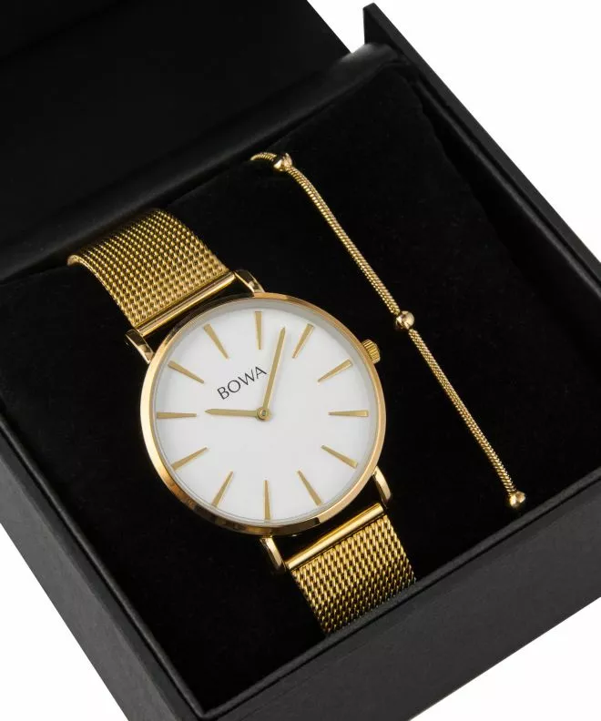 BOWA New York White-Gold Mesh 38 Gift Set (zegarek + bransoletka) NY384-24-184M-419-04