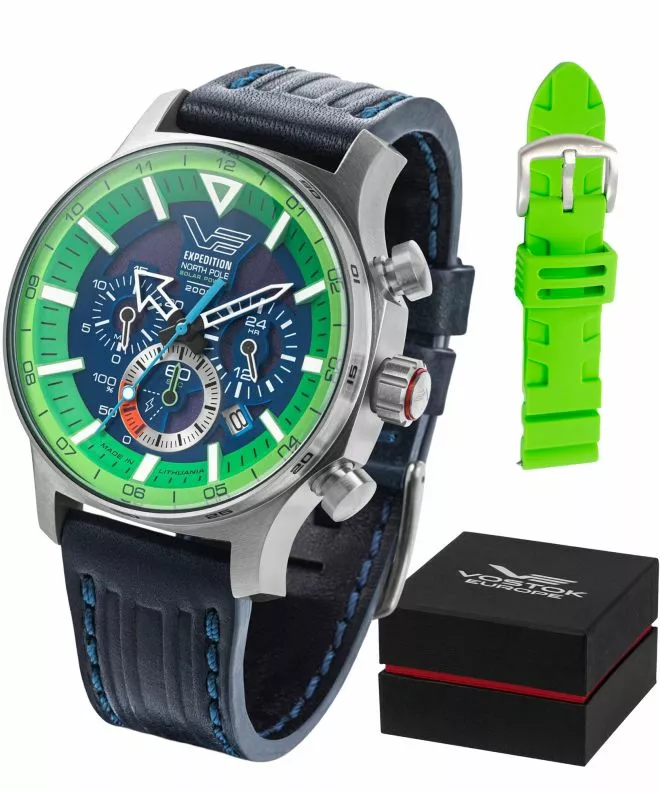 Zegarek męski Vostok Europe Expedition North Pole Polar Spruce Solar Power Chronograph Limited Edition SET VR42-595A733