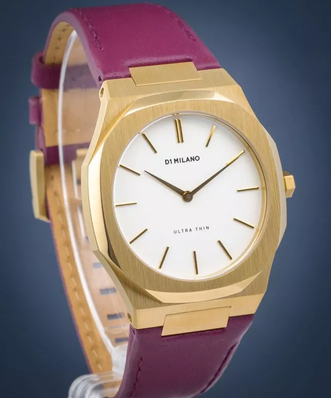 Zegarek damski D1 Milano Ultra Thin Leather Gold Plum UTLL03