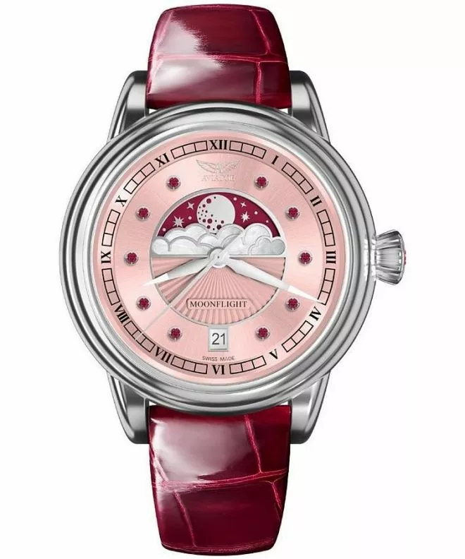 Zegarek damski Aviator Moonflight Gemstone Edition Pink Red Ruby Limited Edition V.1.33.0.417.4