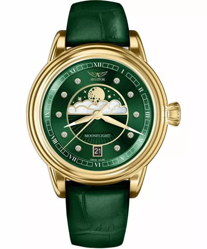 Zegarek damski Aviator Moonflight Diamonds Polska Edycja Limitowana 100 sztuk V.1.33.1.391.4-PL