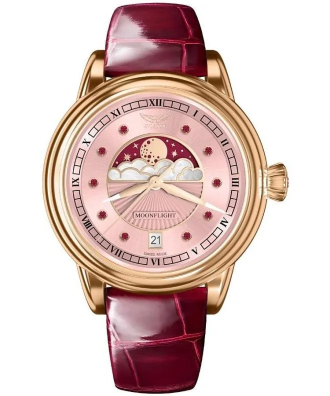 Zegarek damski Aviator Moonflight Gemstone Edition Pink Red Ruby Limited Edition V.1.33.2.418.4