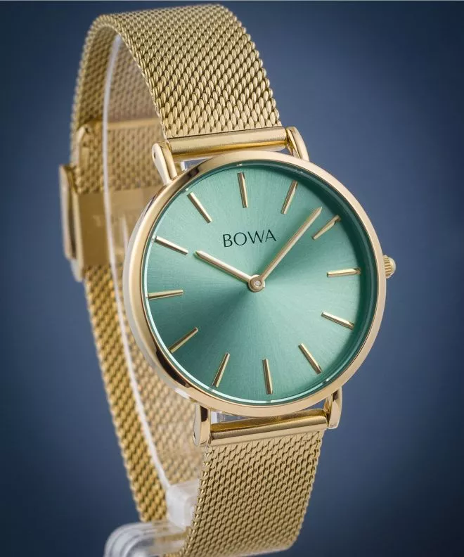 Zegarek damski BOWA New York Petite Mint-Gold Mesh 34 NY344-114-184M